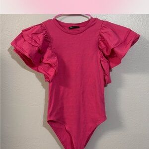 Zara Fuchsia Ruffled Bodysuit